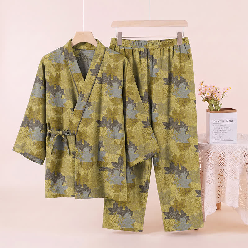 Maple Leaf Cotton Kimono Pajama Set - image 17