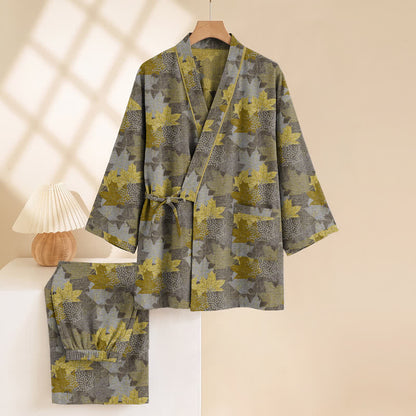 Maple Leaf Cotton Kimono Pajama Set - image 26