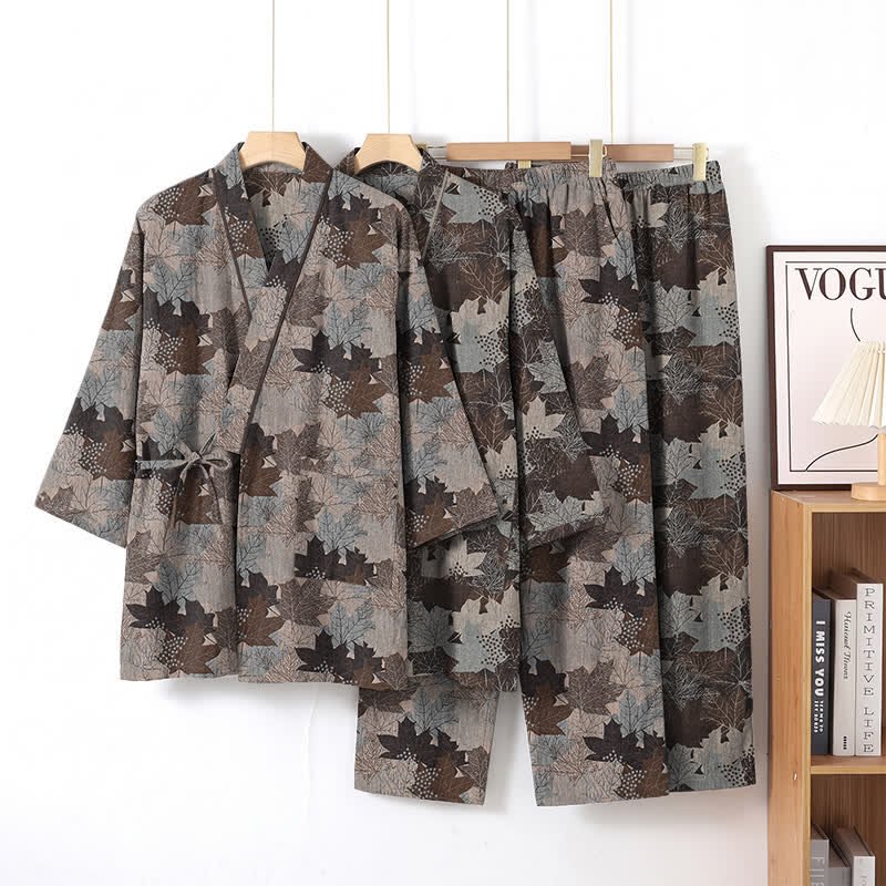 Maple Leaf Cotton Kimono Pajama Set - image 56