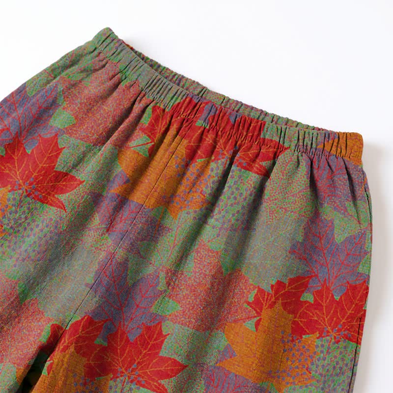 Fall Maple Leaf Cotton Loungewear Set - image 11