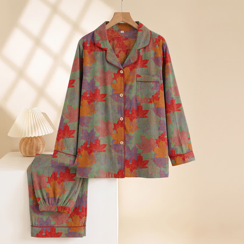 Fall Maple Leaf Cotton Loungewear Set - image 8