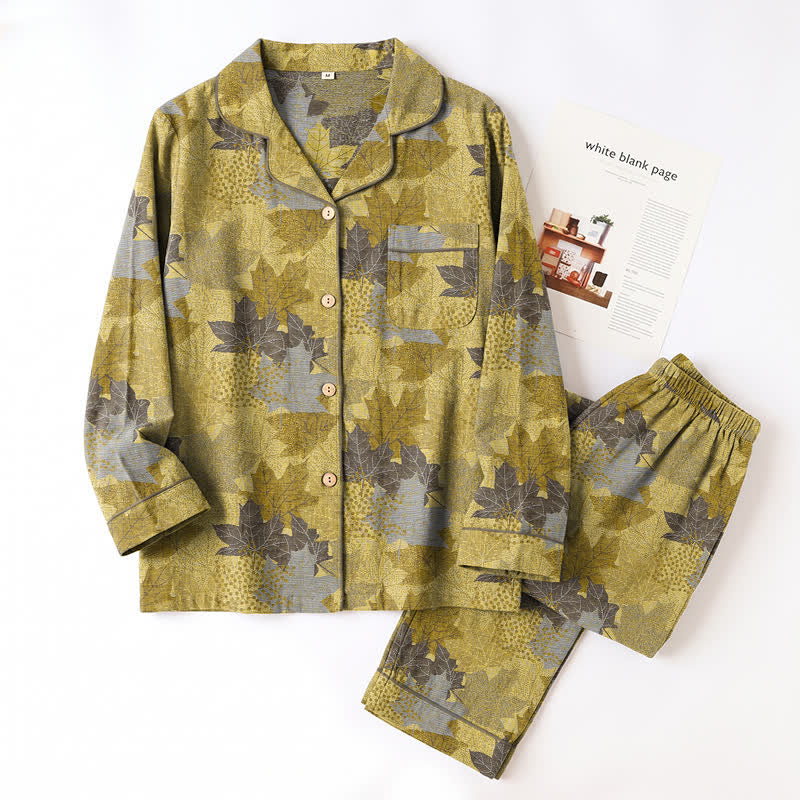 Fall Maple Leaf Cotton Loungewear Set - image 19