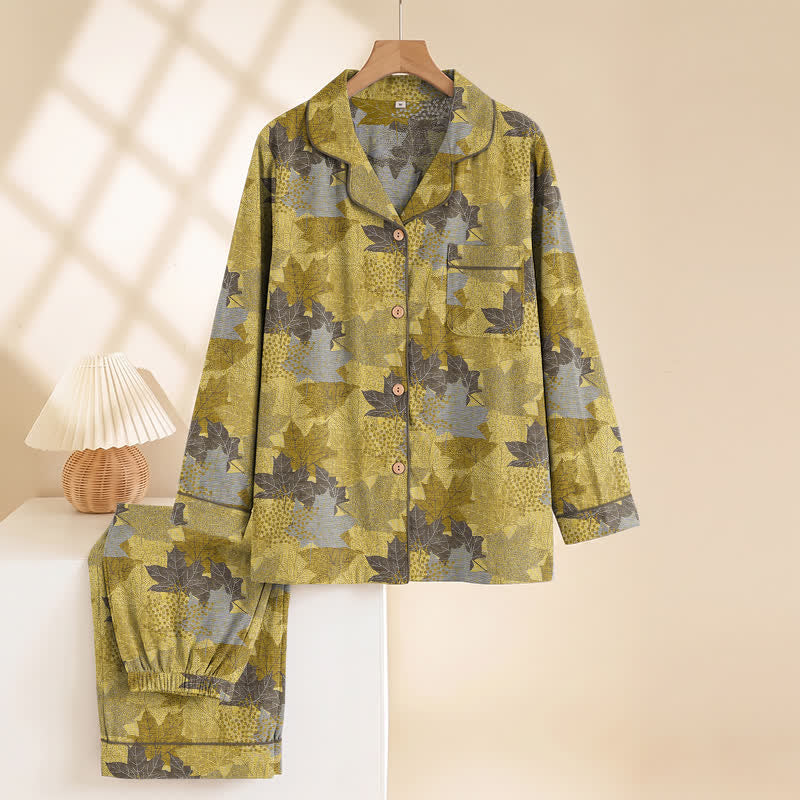Fall Maple Leaf Cotton Loungewear Set - image 15