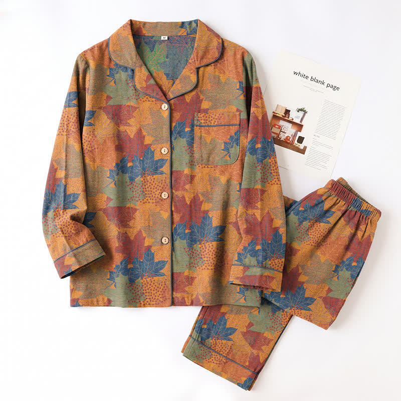 Fall Maple Leaf Cotton Loungewear Set - image 34