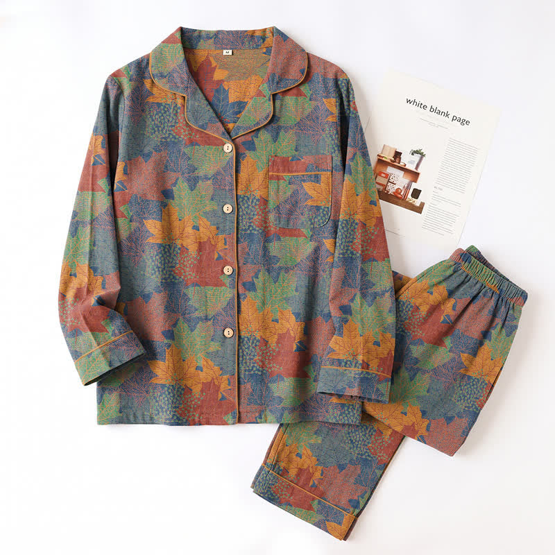 Fall Maple Leaf Cotton Loungewear Set - image 40