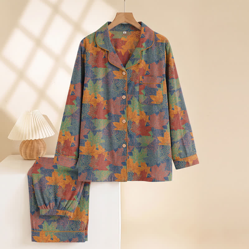 Fall Maple Leaf Cotton Loungewear Set - image 36