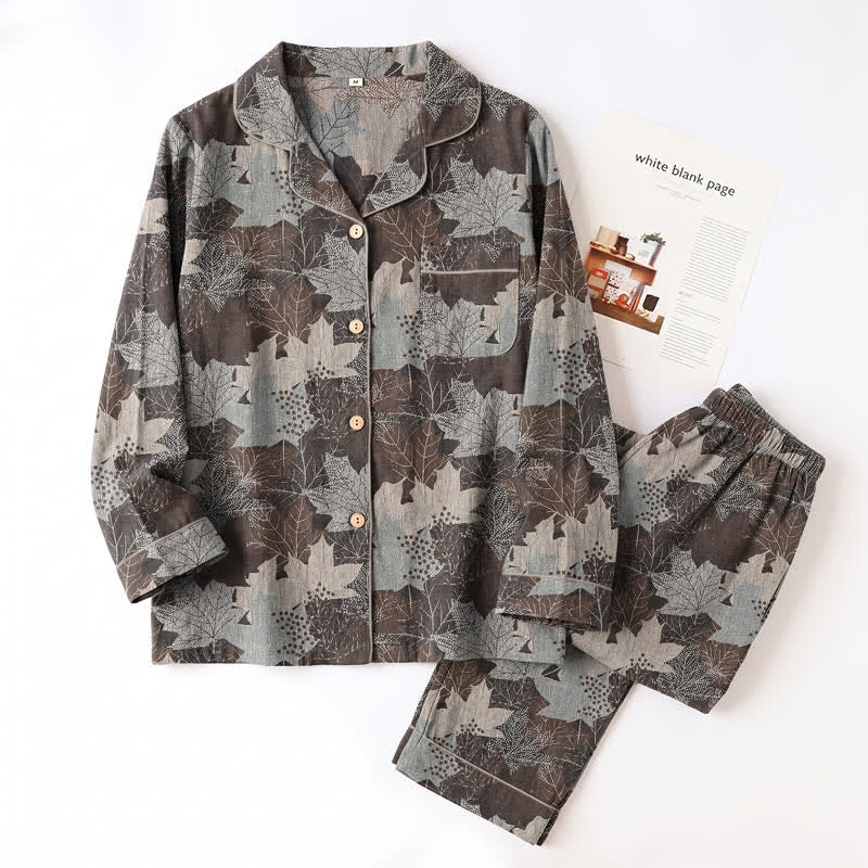 Fall Maple Leaf Cotton Loungewear Set - image 48
