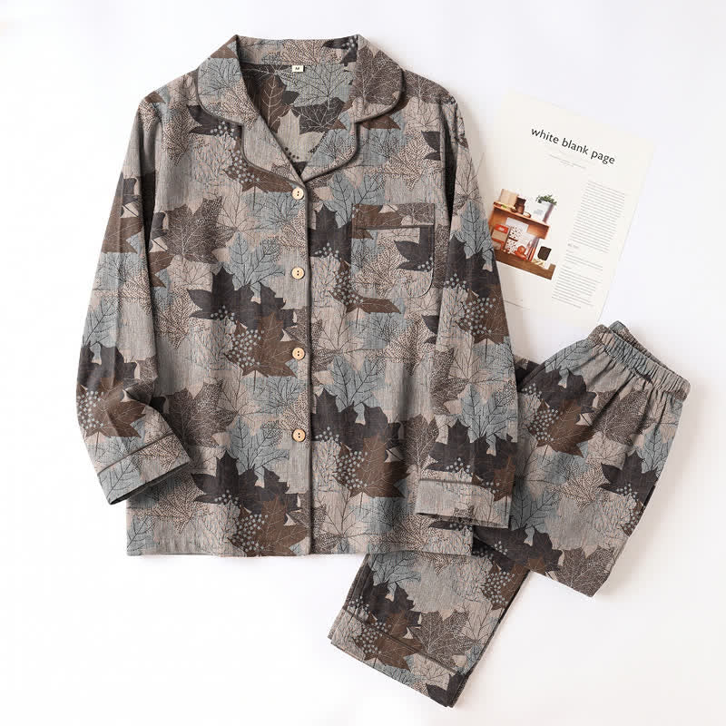 Fall Maple Leaf Cotton Loungewear Set - image 55