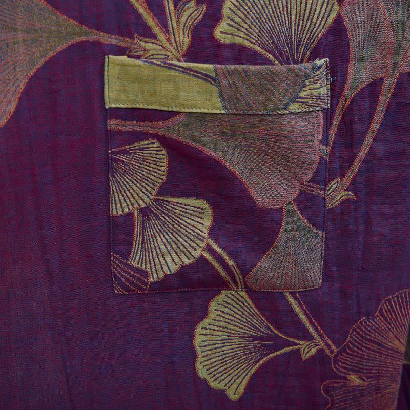 Retro Ginkgo Leaf Cotton Kimono Robe - image 6