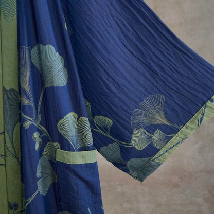 Retro Ginkgo Leaf Cotton Kimono Robe - image 13