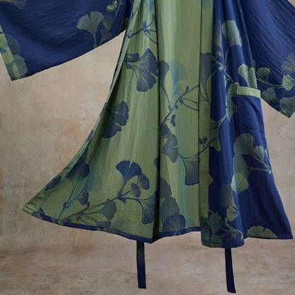 Retro Ginkgo Leaf Cotton Kimono Robe - image 10