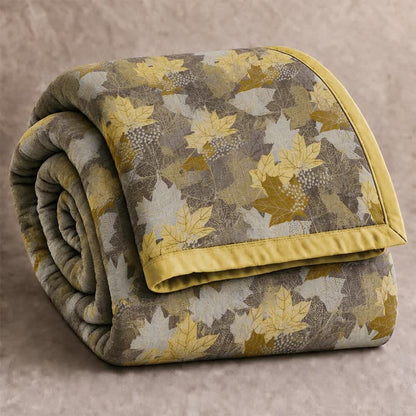 Colorful Fall Maple Leaf Cotton Blanket - Gray & Yellow - Blanket - Cal King - image 12
