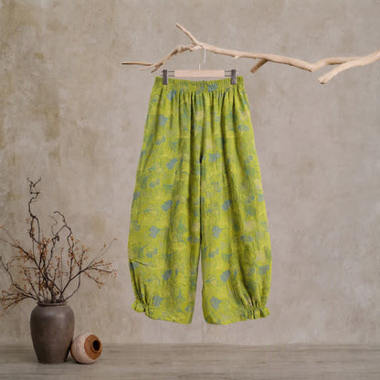 Green Ginkgo Leaf Cotton Pajama Pants - image 1