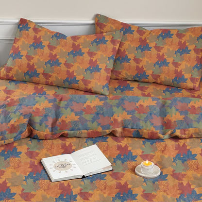 Colorful Maple Leaf Cotton Duvet Cover Bedding Set - image 20