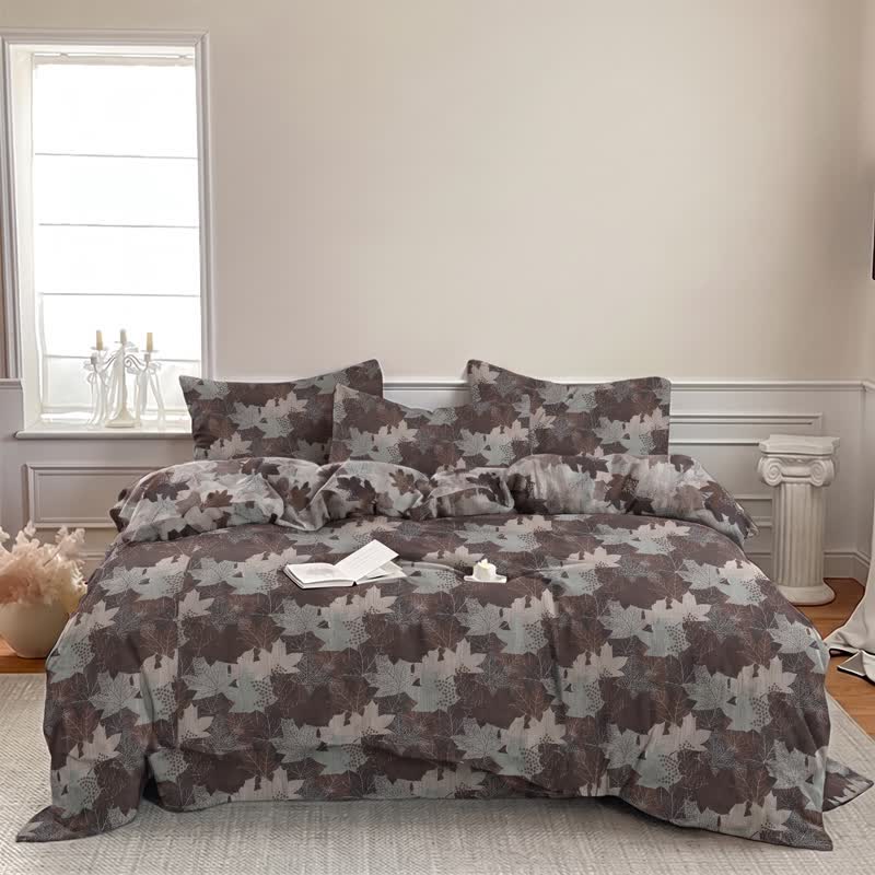 Colorful Maple Leaf Cotton Duvet Cover Bedding Set - image 25