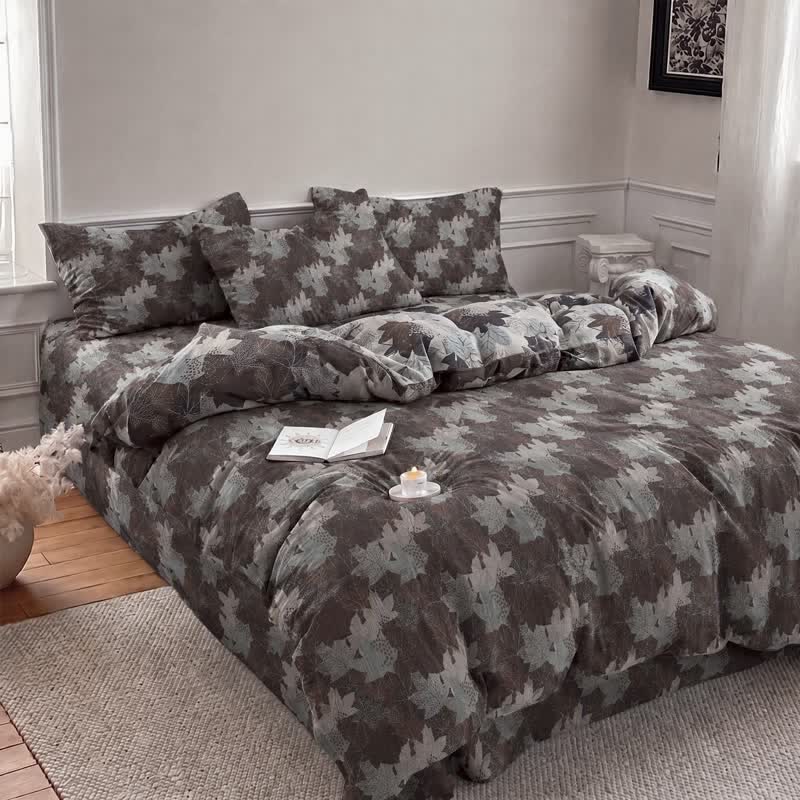 Colorful Maple Leaf Cotton Duvet Cover Bedding Set - image 23