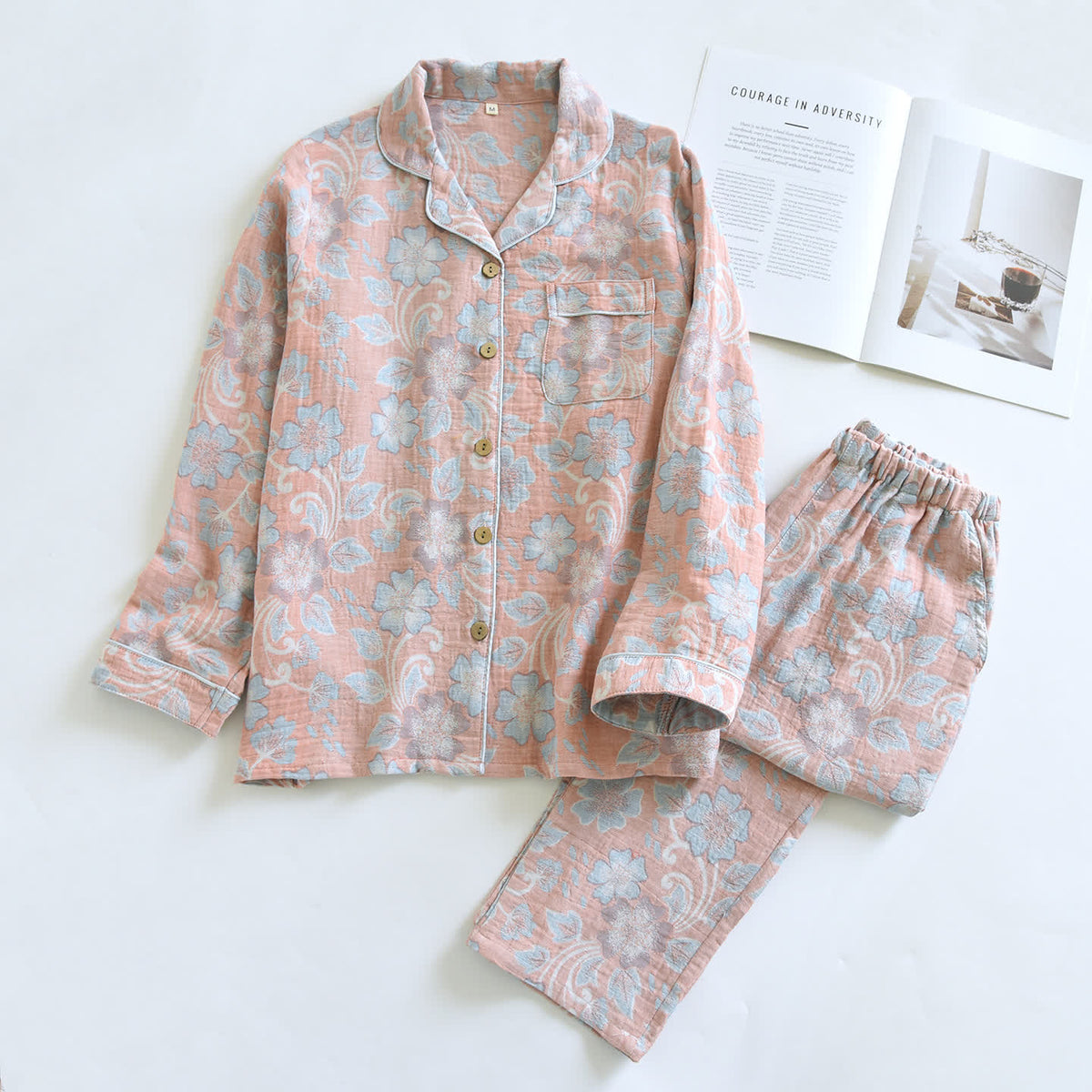 Breezy Floral Cotton Gauze Loungewear Set - Pink - XL - image 10