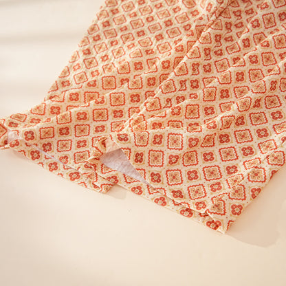 Geometric Ruffle Trim Cotton Loungewear Set - image 12