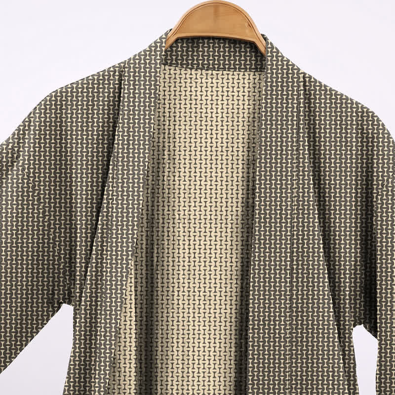Geometric Chevron Cotton Jacquard Kimono Robe - image 3