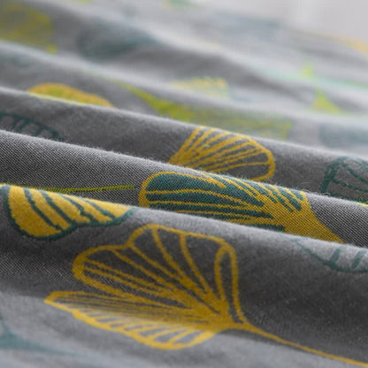 Vintage Green Ginkgo Leaf Cotton Reversible Bedding Set - image 23