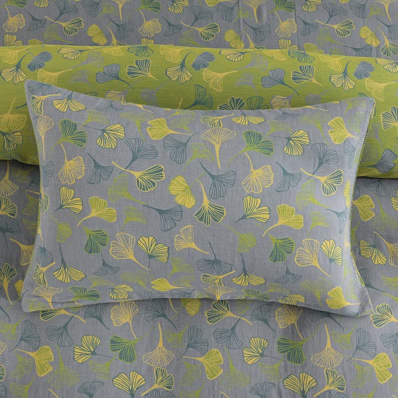Vintage Green Ginkgo Leaf Cotton Reversible Bedding Set - image 20