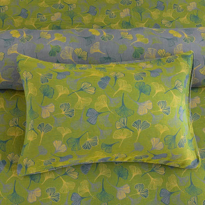Vintage Green Ginkgo Leaf Cotton Reversible Bedding Set - image 8