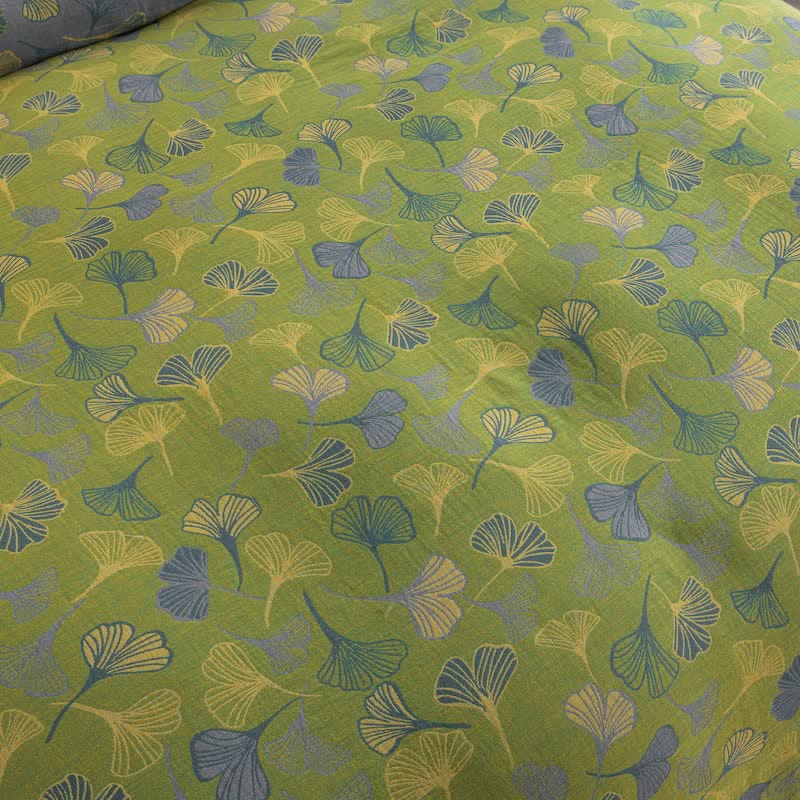 Vintage Green Ginkgo Leaf Cotton Reversible Bedding Set - image 15
