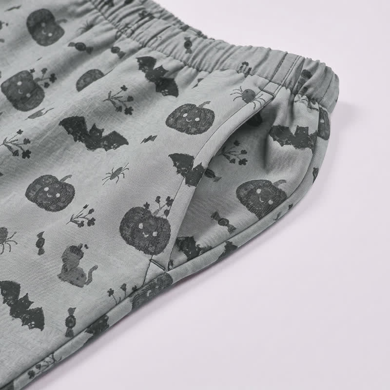Halloween Pumpkin Bat Cotton Gauze Loungewear Set - image 11