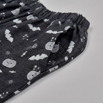 Halloween Pumpkin Bat Cotton Gauze Loungewear Set - image 5