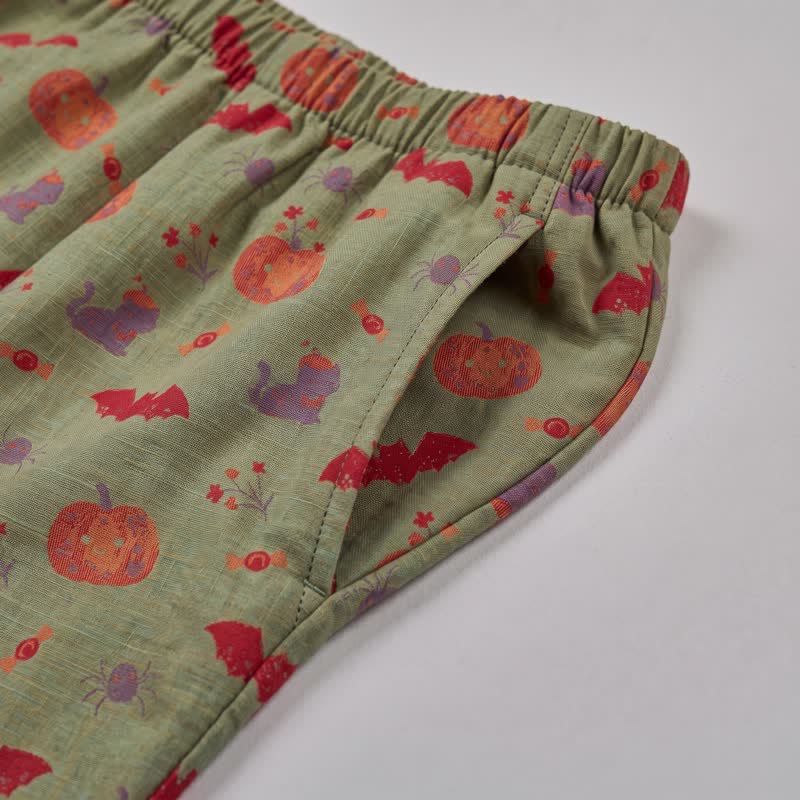 Halloween Pumpkin Bat Cotton Loungewear Set - image 12
