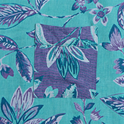 Blue & Purple Leaf Cotton Kimono Robe - image 5
