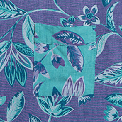 Blue & Purple Leaf Cotton Kimono Robe - image 11