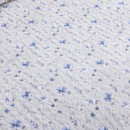 Blue Watercolor Flower Cotton Quilt Set - image 10