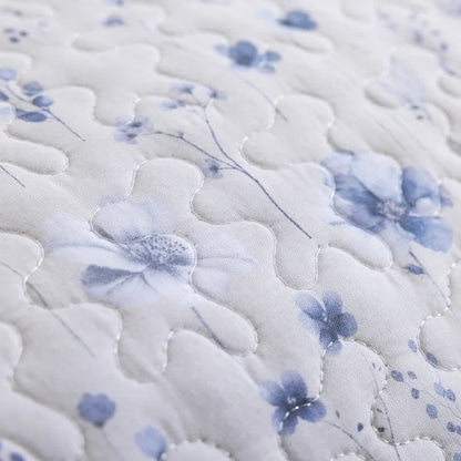 Blue Watercolor Flower Cotton Quilt Set - image 8