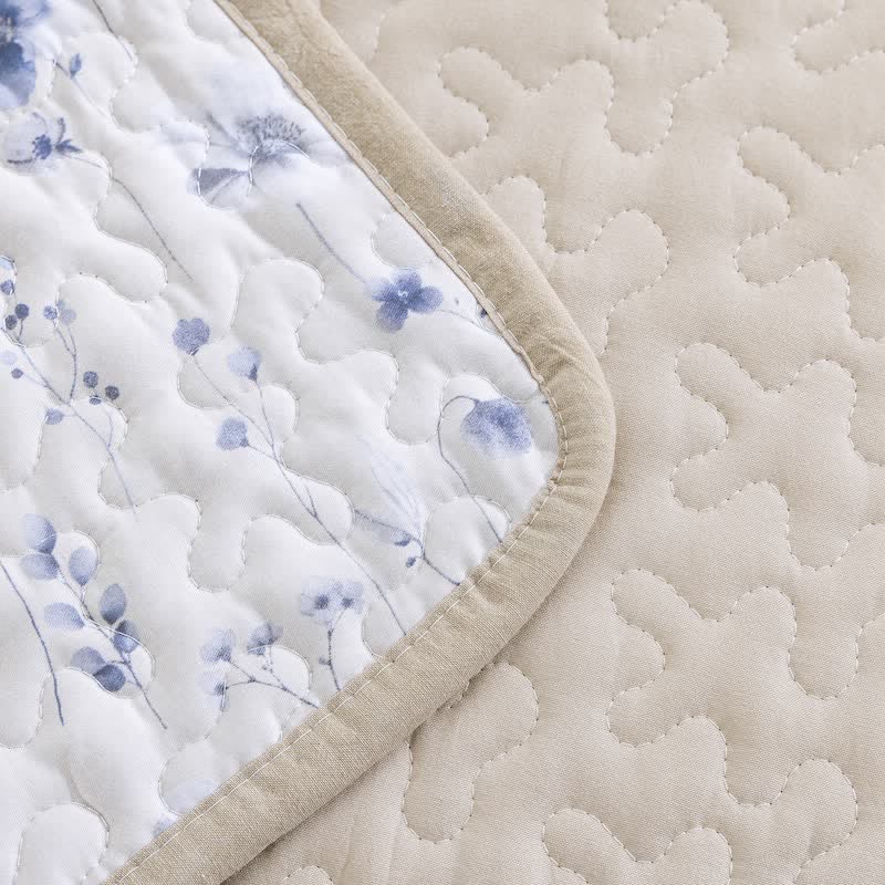 Blue Watercolor Flower Cotton Quilt Set - image 5