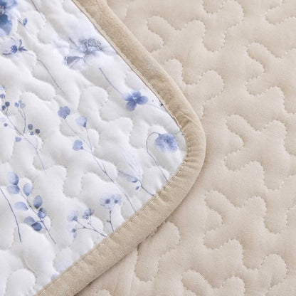 Blue Watercolor Flower Cotton Quilt Set - image 5
