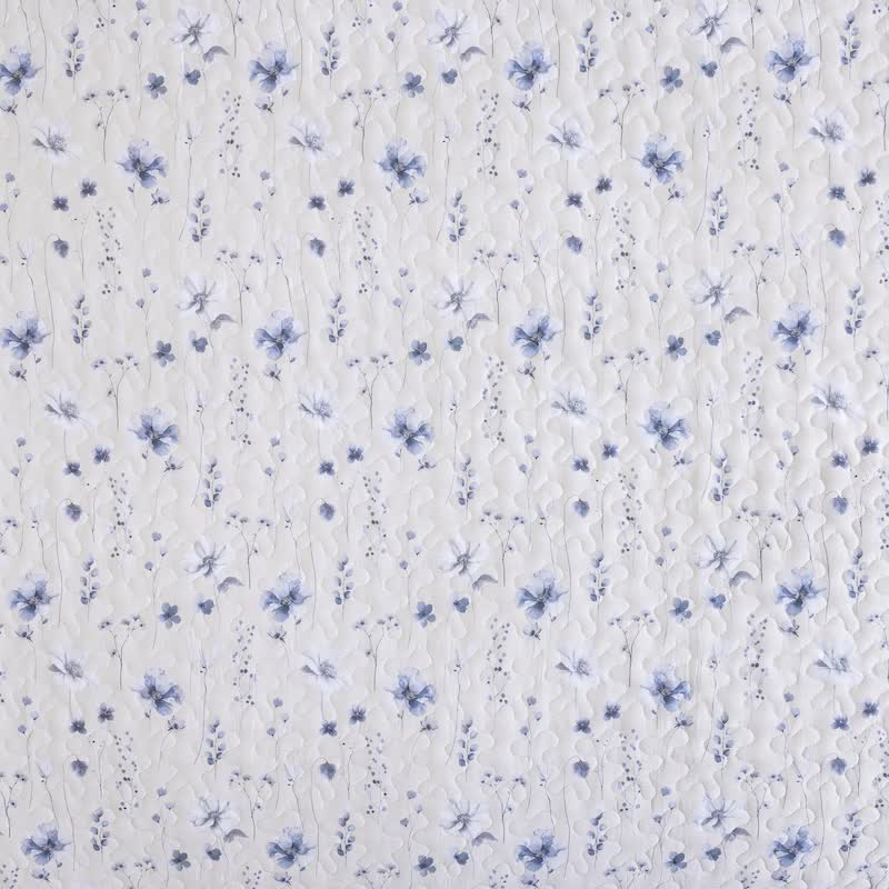 Blue Watercolor Flower Cotton Quilt Set - image 9