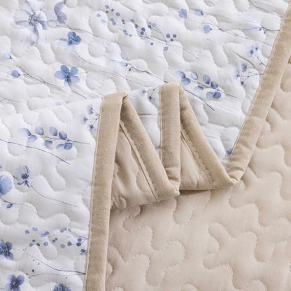 Blue Watercolor Flower Cotton Quilt Set - image 4