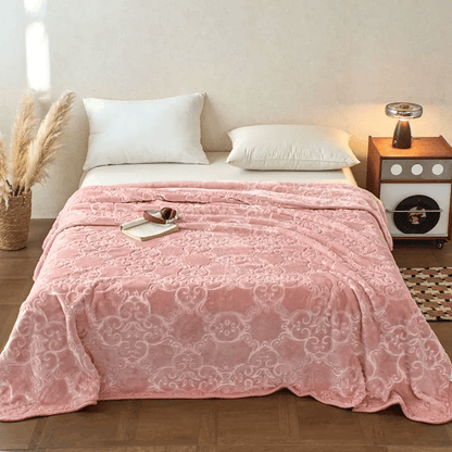 Multi-color Luxury Raschel Fleece Blanket - Pink - Blanket - 79" x 91" - image 5