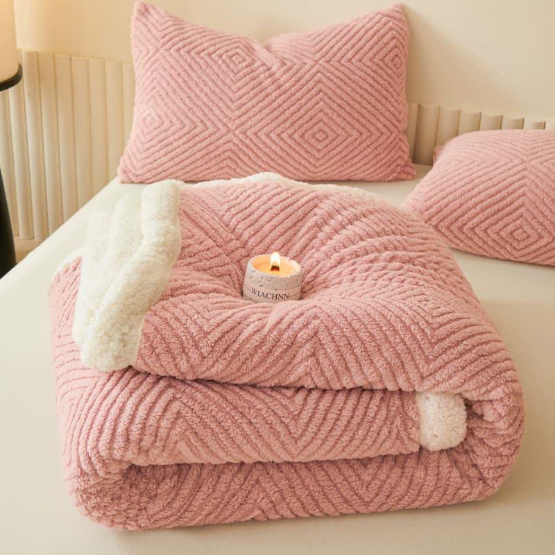 Geometric Diamond Coral Fleece Throw Blanket - image 12