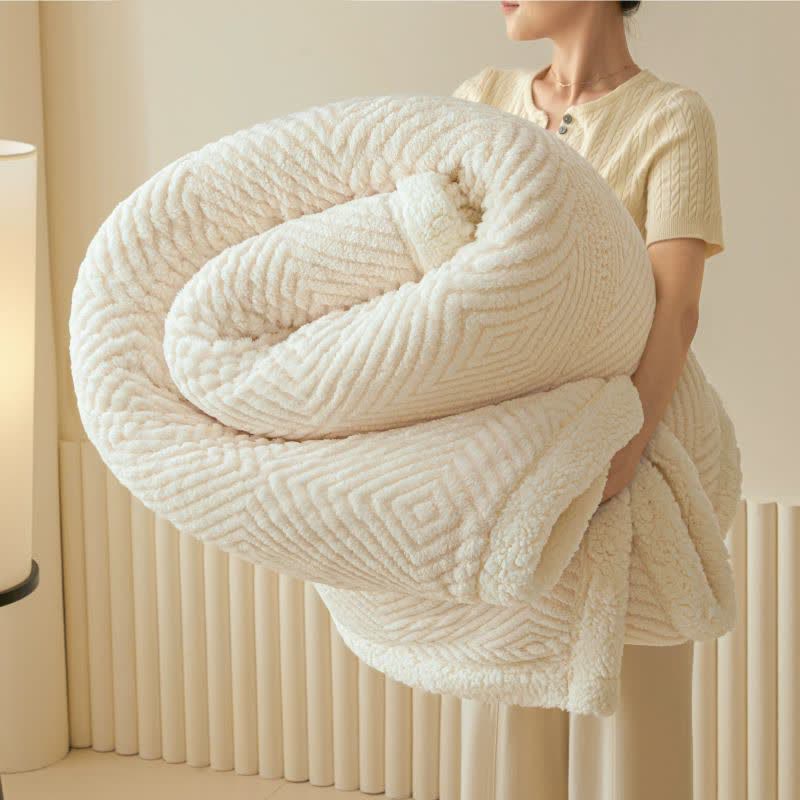 Geometric Diamond Coral Fleece Throw Blanket - Beige - 79" x 91" - image 7