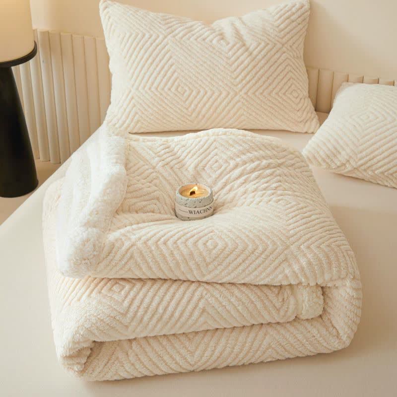 Geometric Diamond Coral Fleece Throw Blanket - image 9