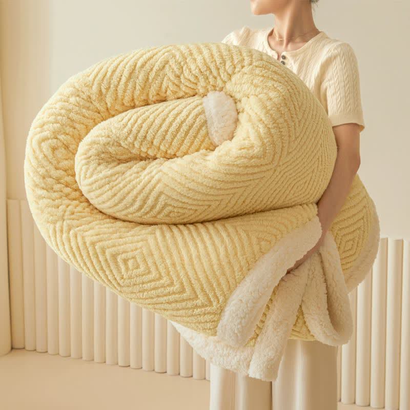 Geometric Diamond Coral Fleece Throw Blanket - Yellow - 79" x 91" - image 0