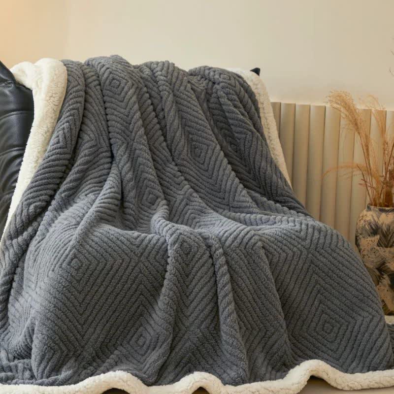 Geometric Diamond Coral Fleece Throw Blanket - image 29