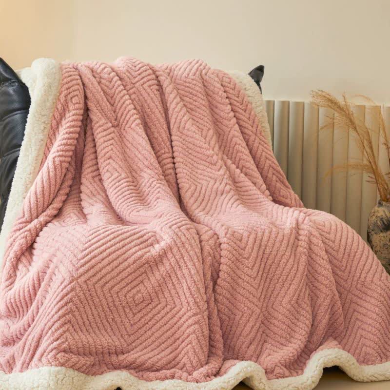 Geometric Diamond Coral Fleece Throw Blanket - image 11