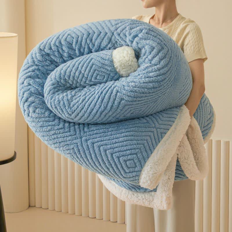 Geometric Diamond Coral Fleece Throw Blanket - Blue - 79" x 91" - image 15