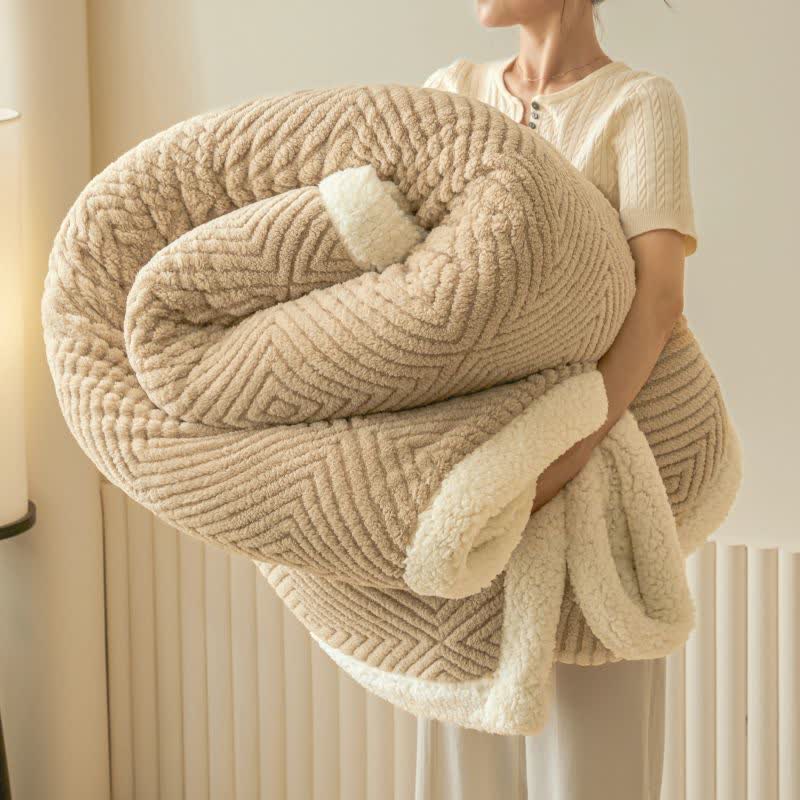 Geometric Diamond Coral Fleece Throw Blanket - Camel - 79" x 91" - image 19