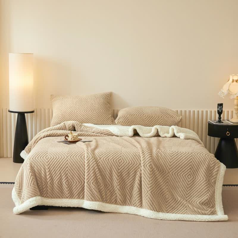 Geometric Diamond Coral Fleece Throw Blanket - image 22