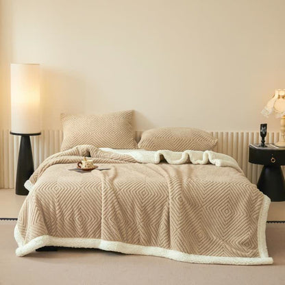Geometric Diamond Coral Fleece Throw Blanket - image 22