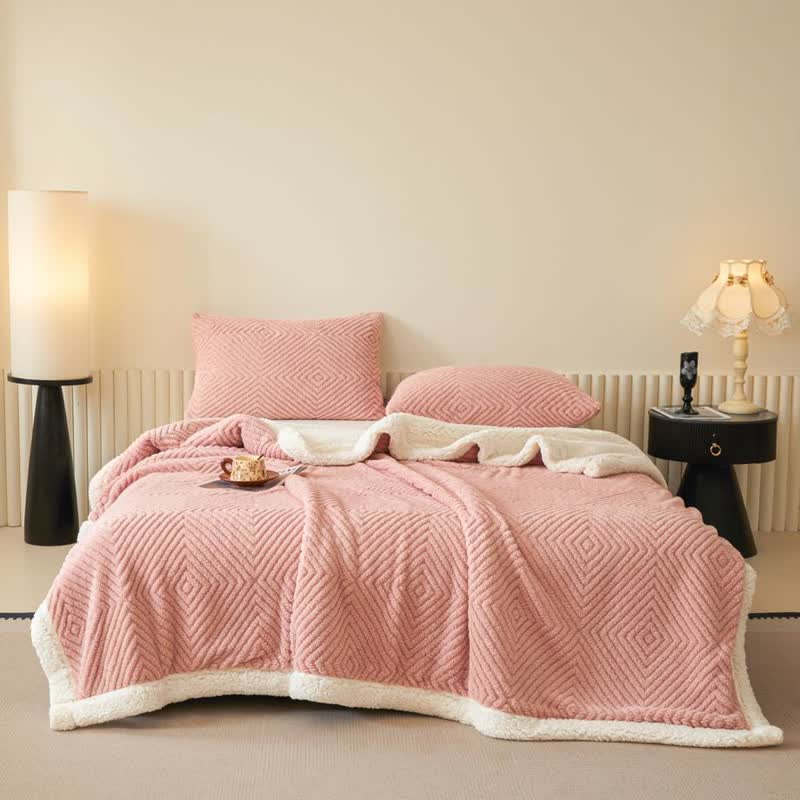Geometric Diamond Coral Fleece Throw Blanket - image 13